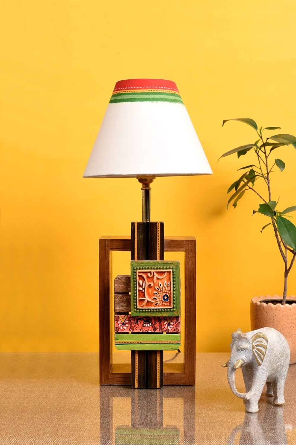 AAKRITI ART CREATIONS Handcrafted Wooden Table Lamp