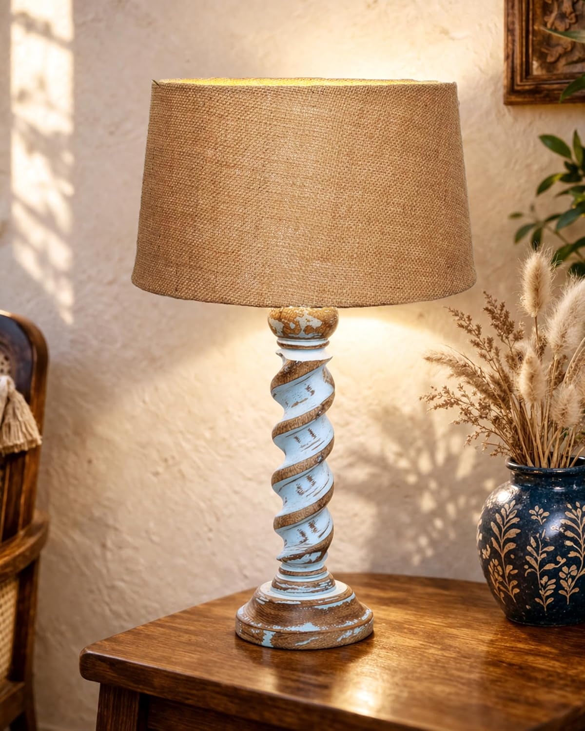 Homesake Signature Rustic Table Lamp with Jute Drum Shade