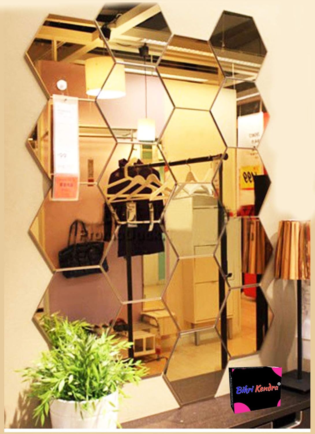 Bikri Kendra Hexagon Golden Stickers