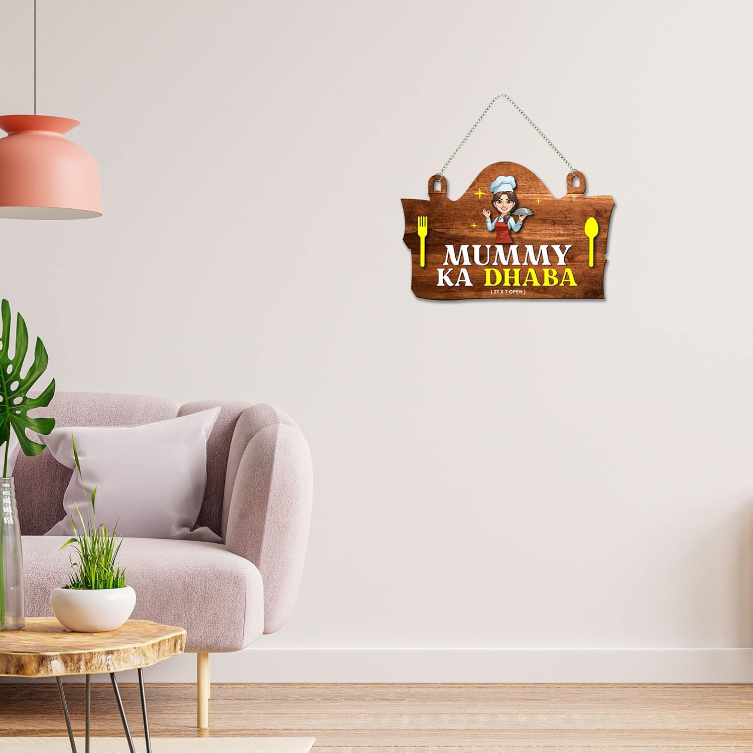 Artvibes Mummy Ka Dhaba Printed Wooden Wall Art