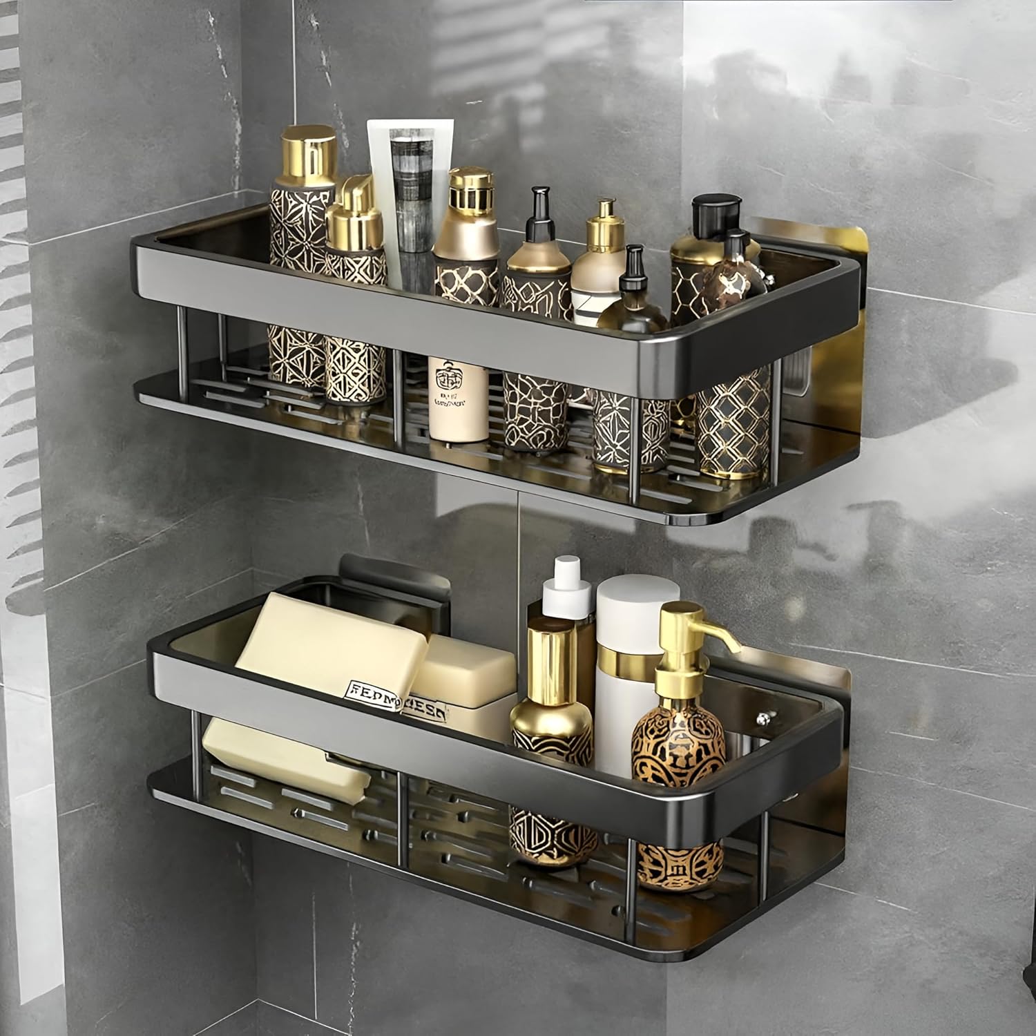 Misamo Enterprise 2 Pcs Aluminium Bathroom Wall Shelf